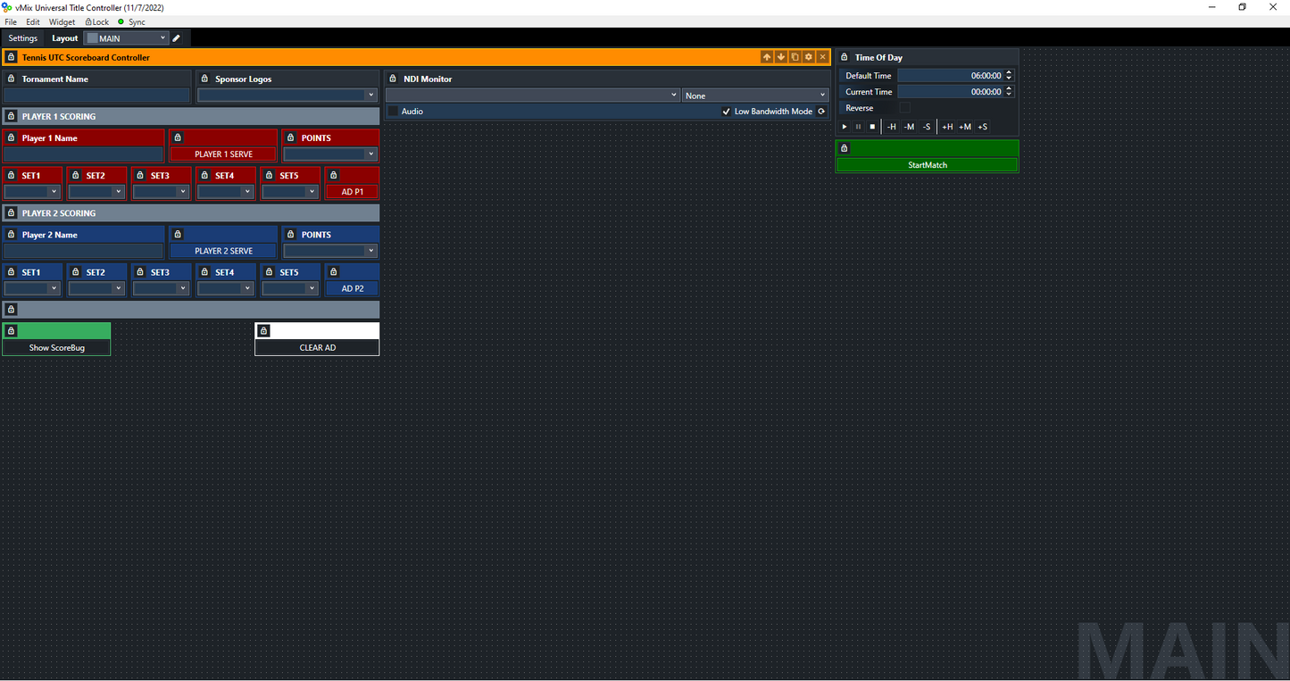 Tennis vMix UTC Controller