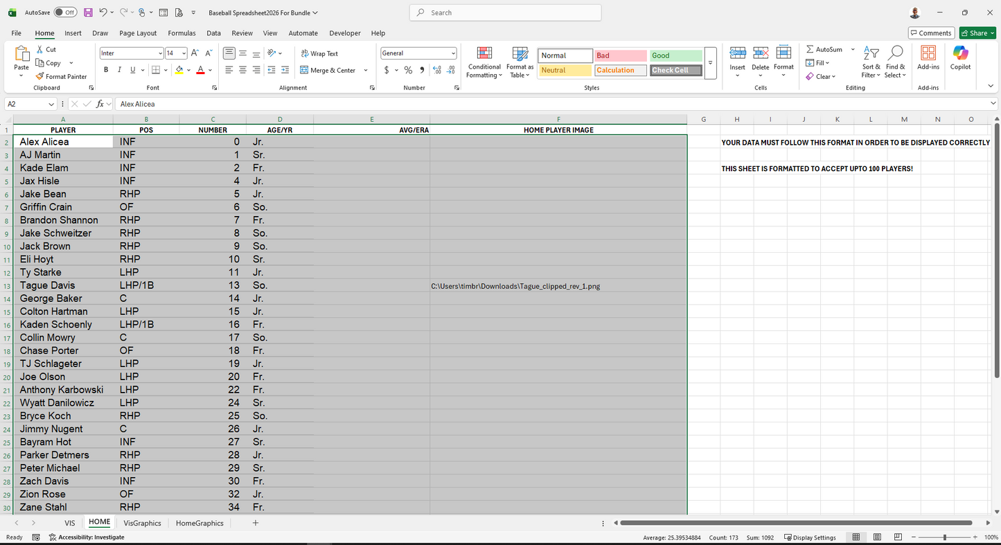 Baseball 2026 Spreadsheet Set