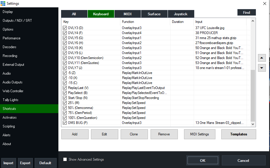 vMix Keyboard Shortcuts Template  FREE