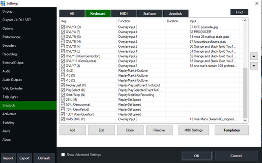 vMix Keyboard Shortcuts Template  FREE