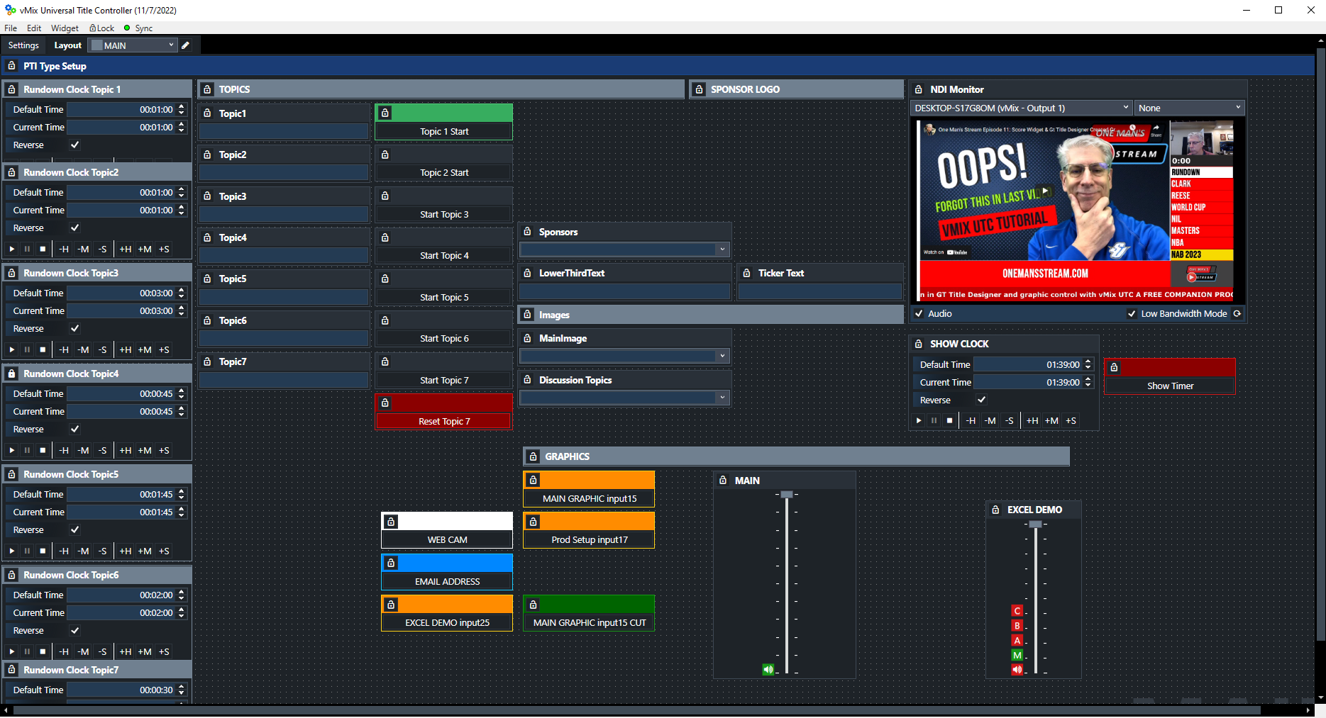 Sports Show Topic Rundown UTC Controller – One Mans Stream