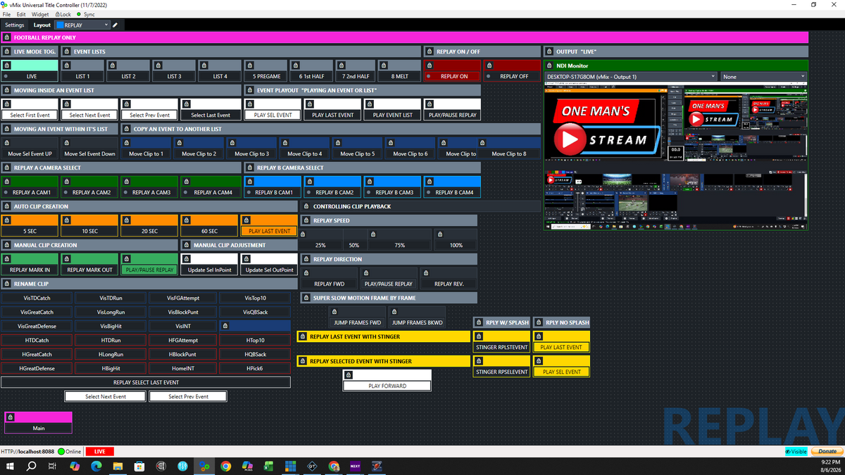 vMix UTC Football Replay Controller